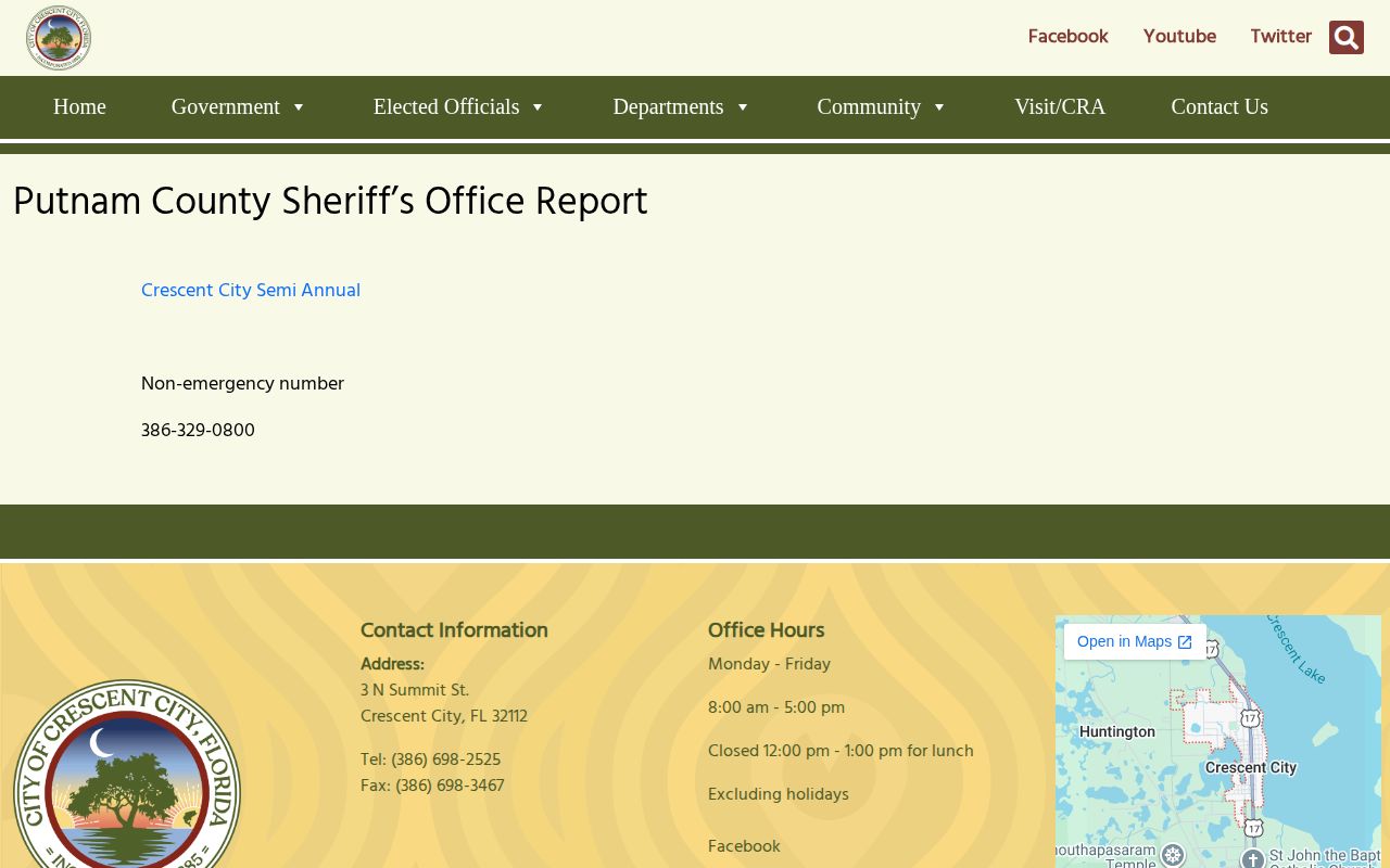 Crescent City Putnam County sheriff activity report records interface