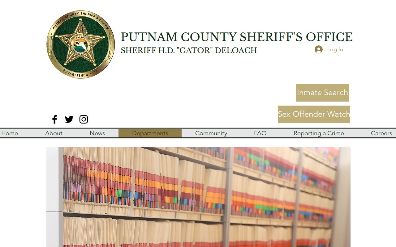 Putnam County booking record and photograph request page