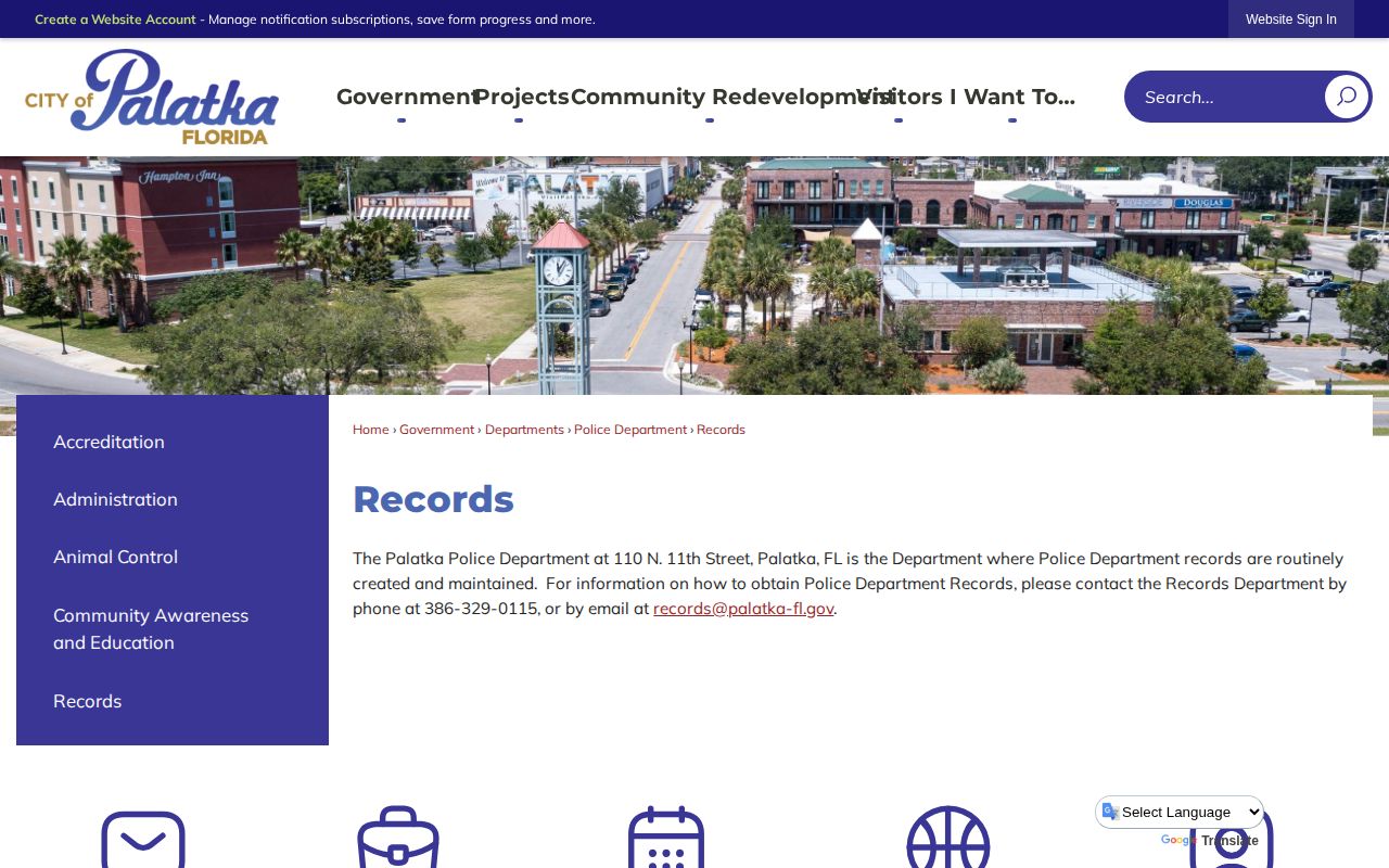 Palatka Police and Putnam County arrest records request page
